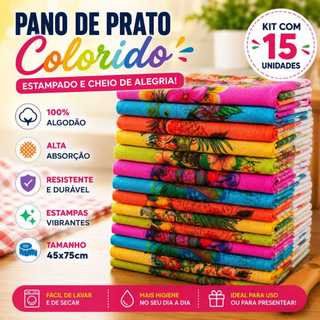 Kit Pano De Prato Colorido  45x75 Estampado - Atacado Premium
