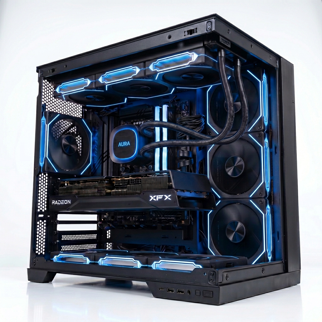 PC Gamer Black 4K JIREH ELITE | RYZEN 7800X3D | RX 9070 XT 16GB AMD | 32GB DDR5 | SSD 2TB NVMe
