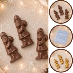 1~10 Forma Simples Papai Noel Frente Verso 162 (h9) em Acetato BWB Para Bombom e Festas Natalinas. (CHOCO)