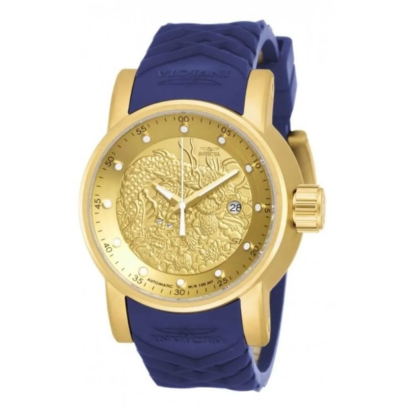 Relógio Luxo Invicta Yakuza S1 Dragão Dourado/Azul Royal