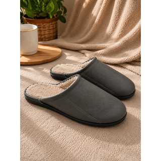 Chinelo pantufa de pelo confortavel em couro legitimo solado de borracha antiderrapante forrado com la cintetica