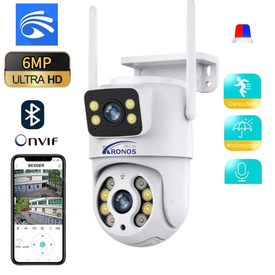 Câmera Externa Ip YOOSEE/ICSEE a Prova D'água 6mp wifi ptz com Infravermelho sensor movimento Bivolt