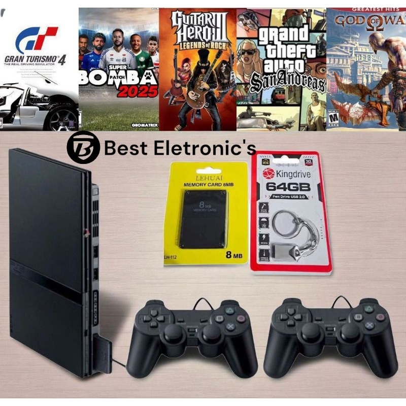 Playstation 2 Lotado de Jogos - Ps2 Slim - Ps2 Completo - Ps2 - Play 2