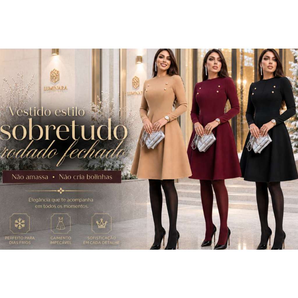 Vestido Envangélicos Plus Size Social Rodado Evasê Godê Midi Bicolor Estilo Sobretudo Fechado Rodado