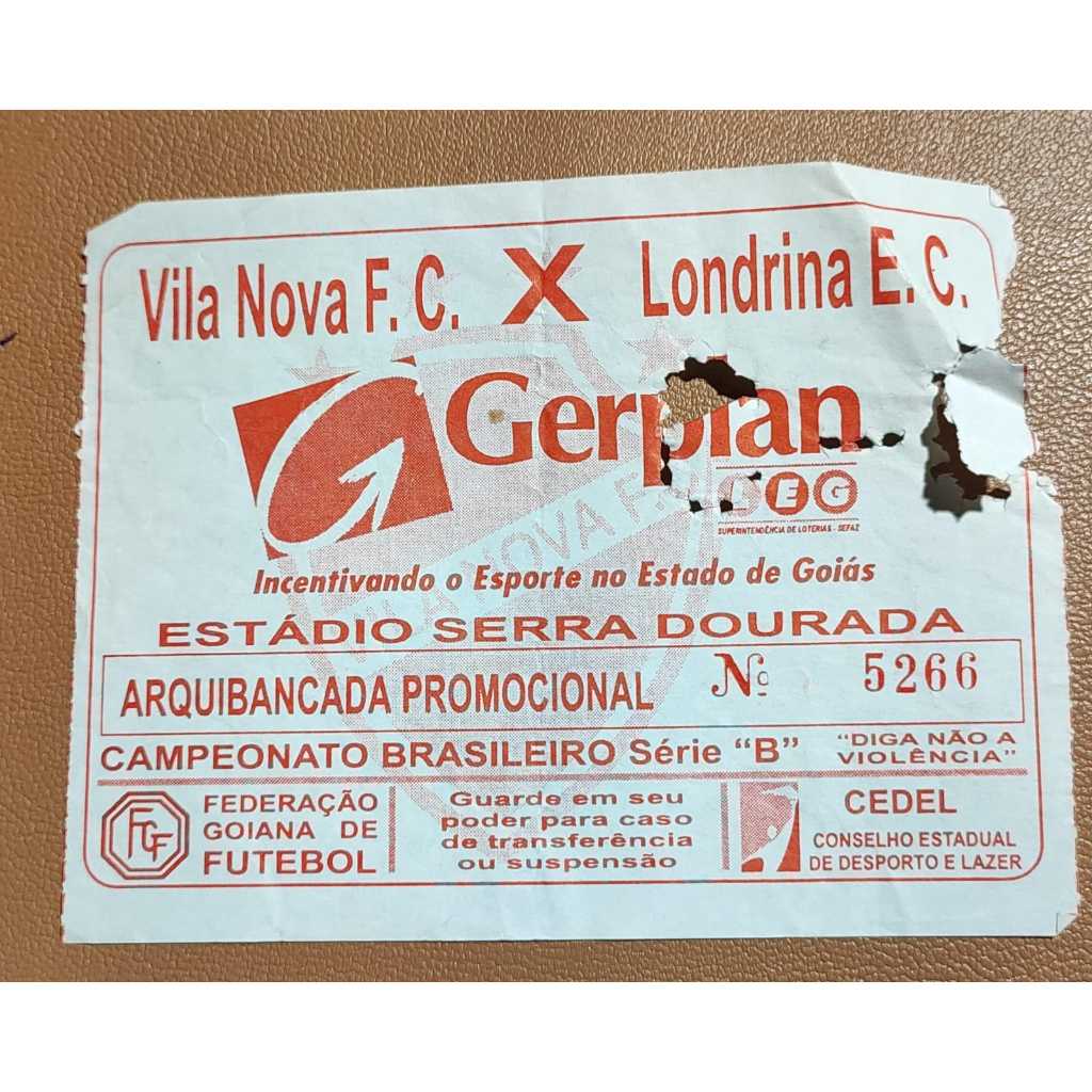 Ingresso Vila Nova Futebol Clube x Londrina EC Campeonato Brasileiro Série B Serra Dourada