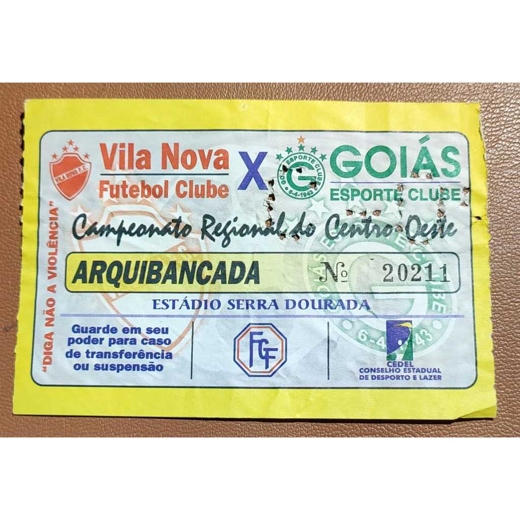 Ingresso Vila Nova Futebol Clube x Goiás Esporte Clube Campeonato Regional do Centro-Oeste