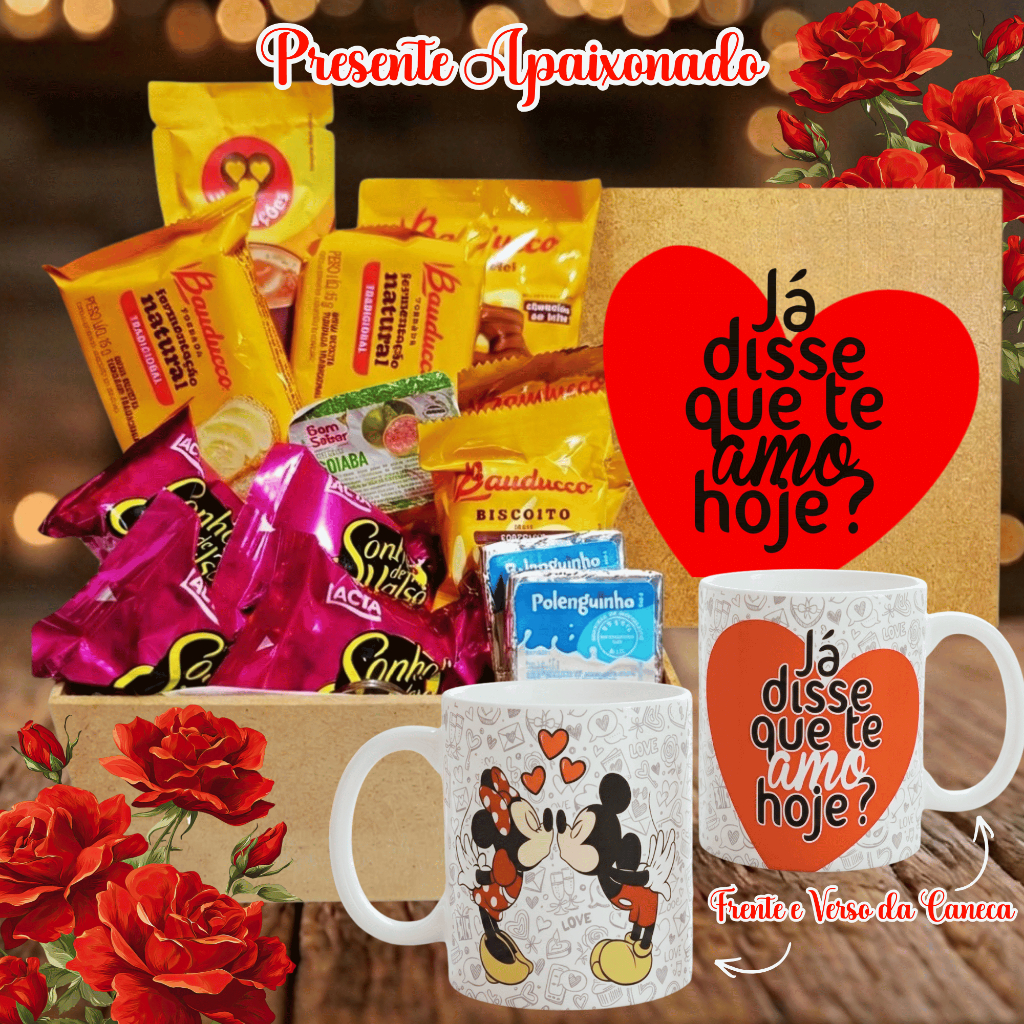 Cesta Café Da Manhã Namorados Com Caneca e Bombons ou Cesta de Chocolates ou Fit - Presente Pronto - Envio Rápido