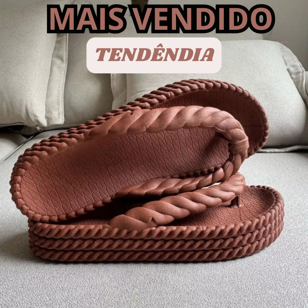 Chinelo Feminino 3 Tranças  Nuvem Feminino Plataforma Trançado Estilo Leve Macia Antiderrapante