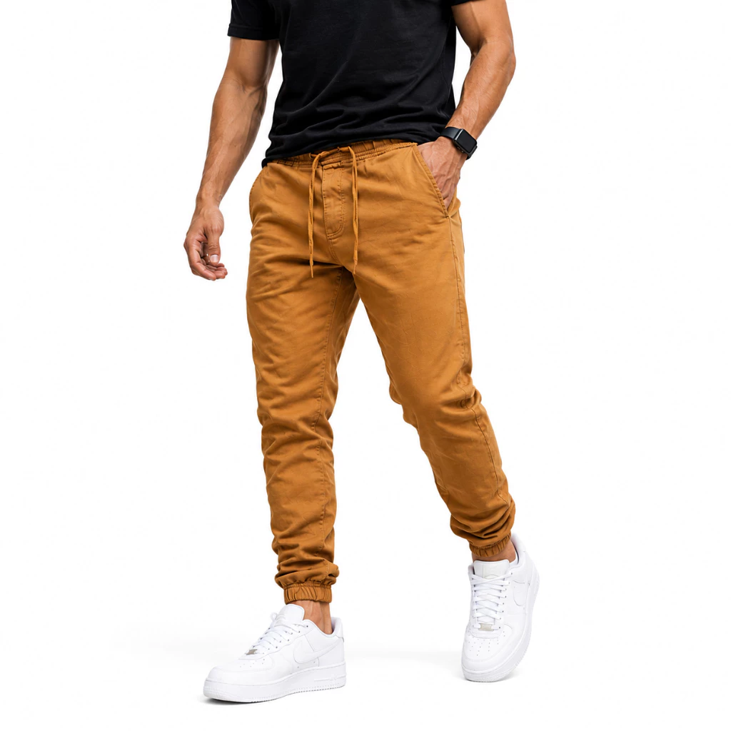 Calça Jogger Masculina Sarja Premium Com Punho Elástico Confortável