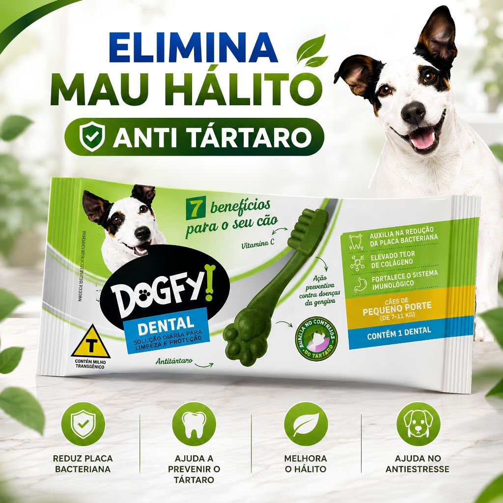 Petisco DogFy Dental para Cachorro Limpeza Bucal para Cães Cão Anti Tártaro e Mau Hálito