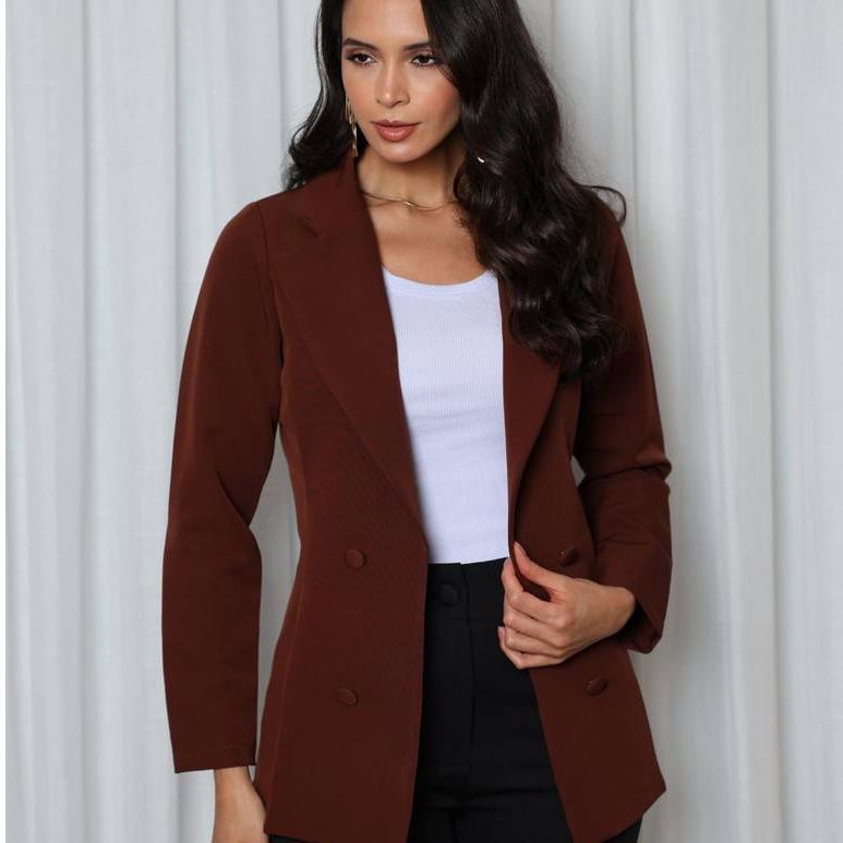 Blazer Feminino Social Casual Com Botão Alfaiataria Gênova L