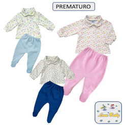 Conjunto Blusinha Manga Longa e Culote com pé Bebe Prematuro e Boneca Reborn LENE BABY