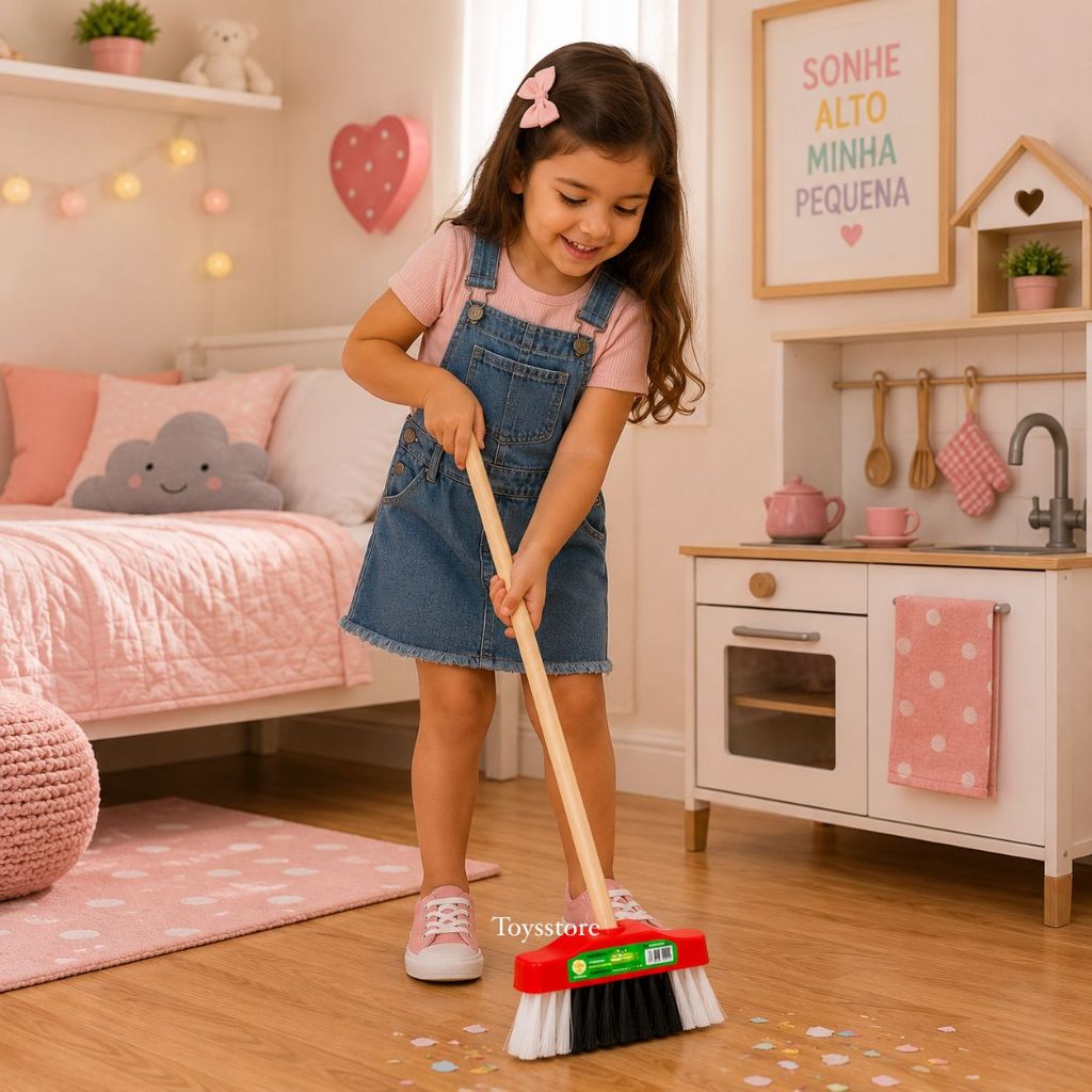 Mini Vassoura Brinquedo Para Limpeza Infantil Educativo