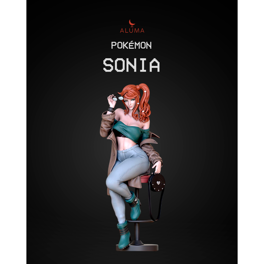 Action Figure Sonia Pokémon - Estátua em Resina Colecionável Sword Shield 20cm 30cm 40cm