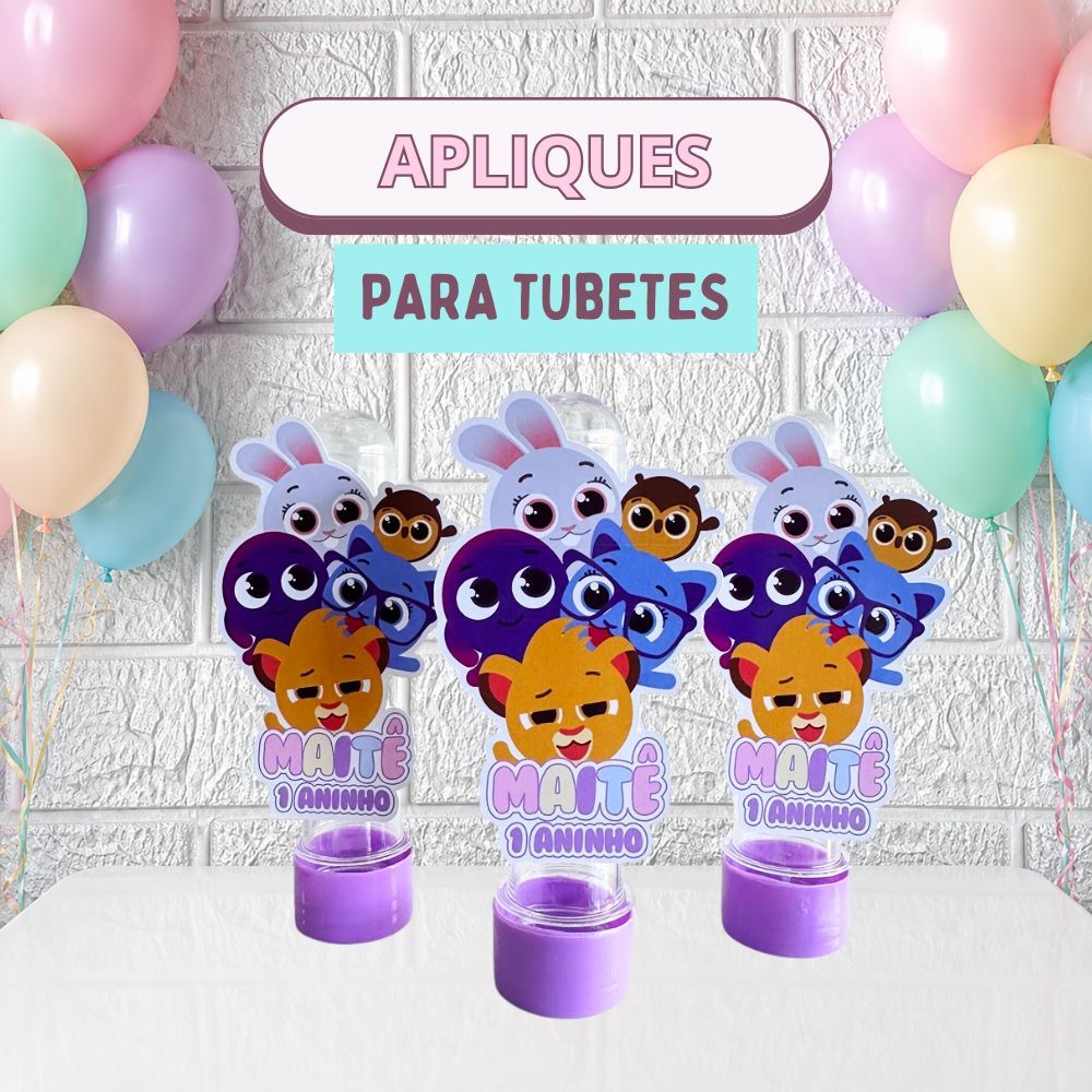 Apliques 3D para Tubetes 13cm Lembrancinha Aniversario Infantil Personalizado Bolofofos Menina