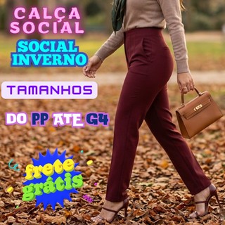 calça feminina tecido leve plus size feminino elegante cintura alta com bolsos ziper lateral