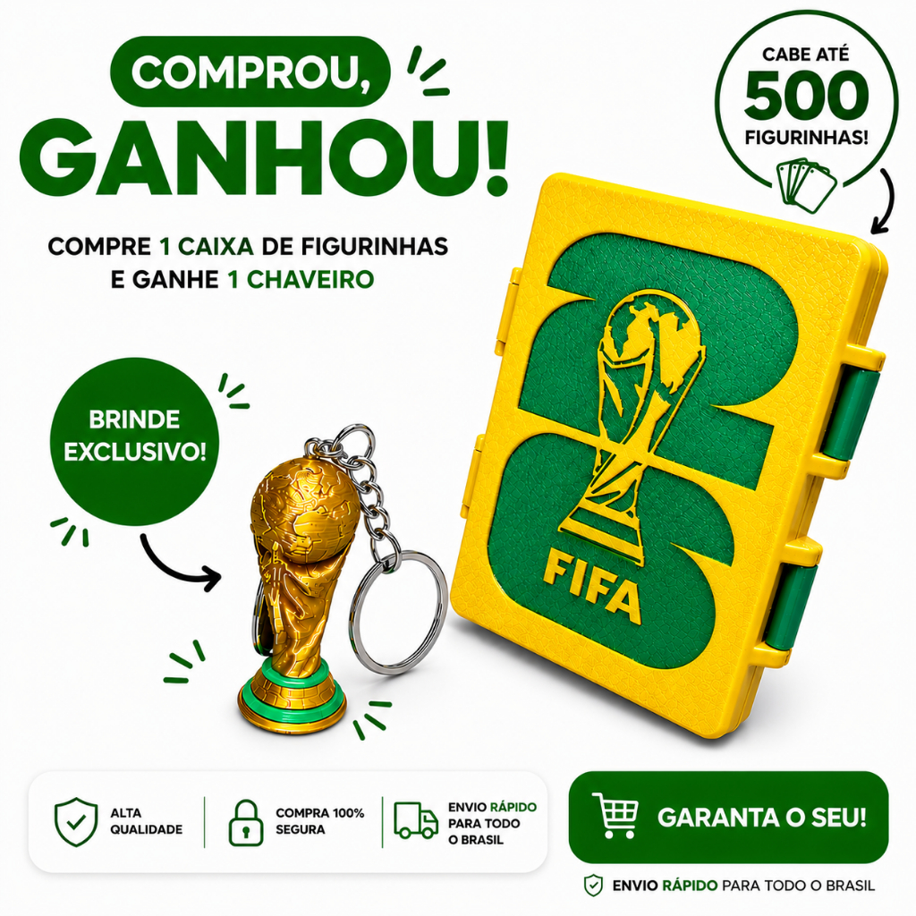 Caixa Porta Figurinhas Copa 2026 Organizador Até 500 Unidades