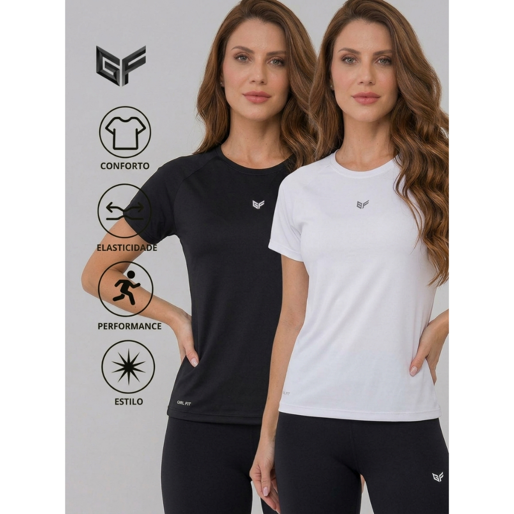 Kit 2 Camisetas de Academia Feminina Dry Fit - Conjunto de Blusas Femininas de Academia Leve e Confortável