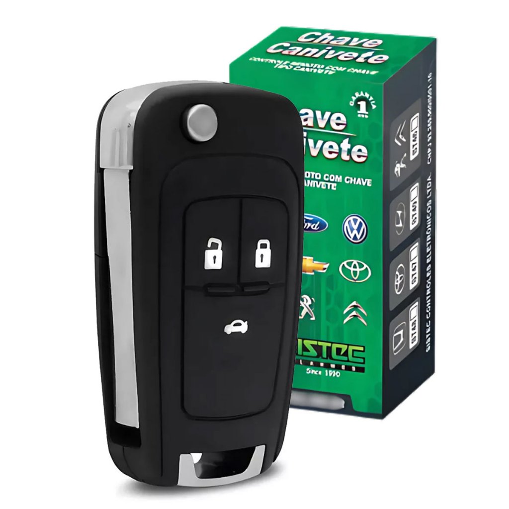 Controle Chave Canivete Linha Chevrolet St43 Alarme Sistec Com Lâmina Completo