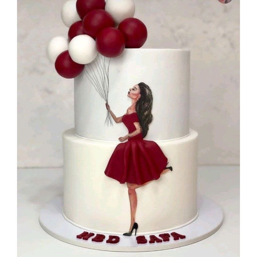 Mulher de vestido, papel arroz - papel comestível para bolos e tortas