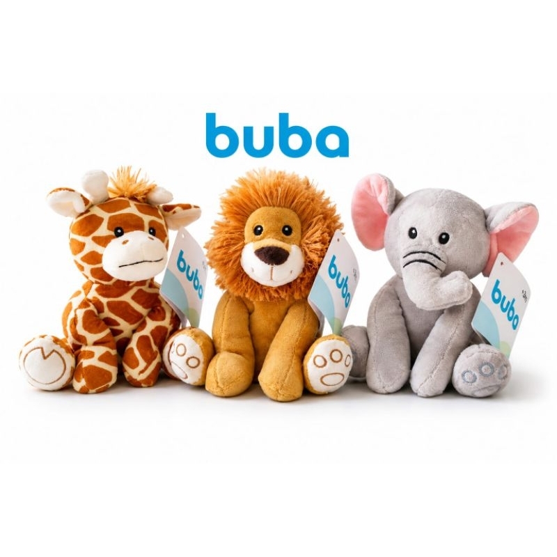 Bichinho de Pelúcia Buba Hipoalergênico - Decoração Safari Para Bebê - Brinquedo Infantil - Leão Girafa Elefante