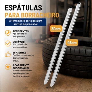 Kit Borracheiro Profissional Espátulas Pneu Aço 45cm Desmontar Montar Moto Carro Remendar