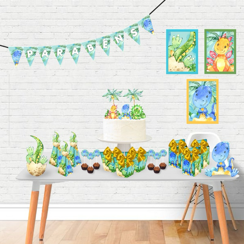 Kit Festa Dinossauro Baby Personalizado | Só um Bolinho | Aniversário | Mesversário | Pegue e Monte