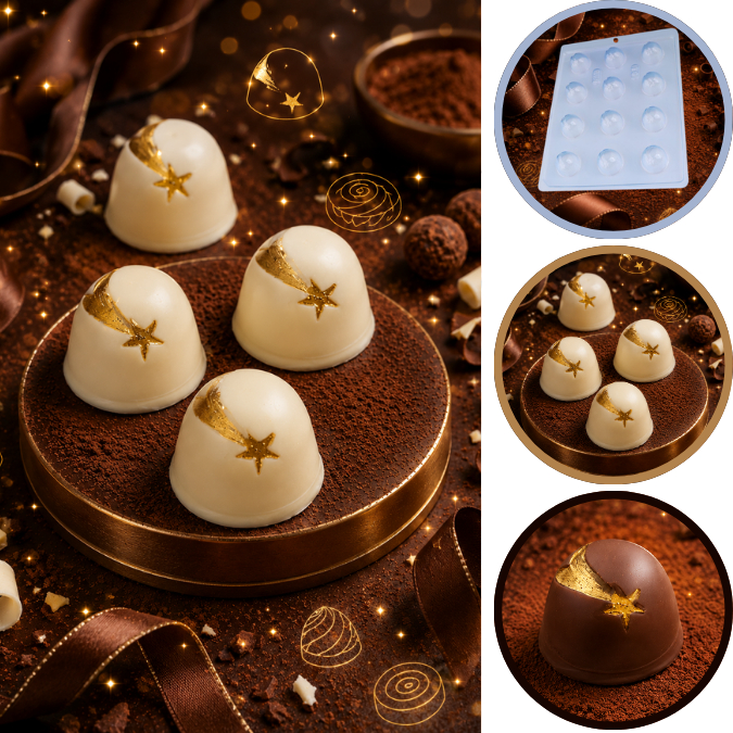 1~10 FORMA SIMPLES CÓD.:01 - ESTRELA DAVI (A5) EM ACETATO BWB PARA BOMBONS, TRUFAS E DOCES DE FESTA.(CHOCO)