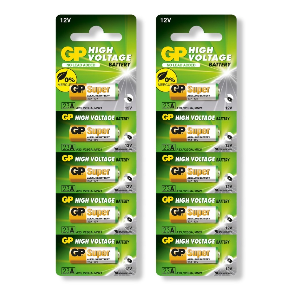 Pilha Alcalina 23A GP Super Bateria MN21 V23GA A23 kit 10 unidades