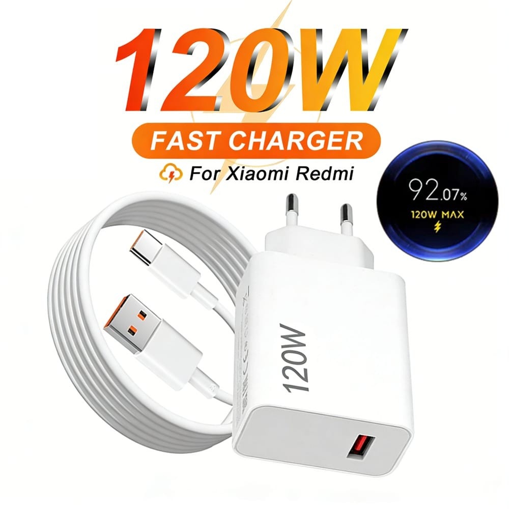 Carregador Turbo Xiaomi 120W 90W 67W 33W  Fonte + Cabo Tipo C 6A Bivolt Ativa Mi Turbo Charge
