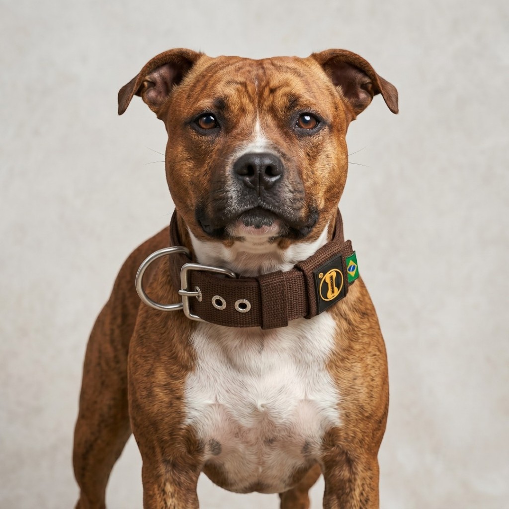 Coleira para Cachorro Fit Marrom Cor Passeio Adestramento Amorosso American Bully Dobermann Pet Dog