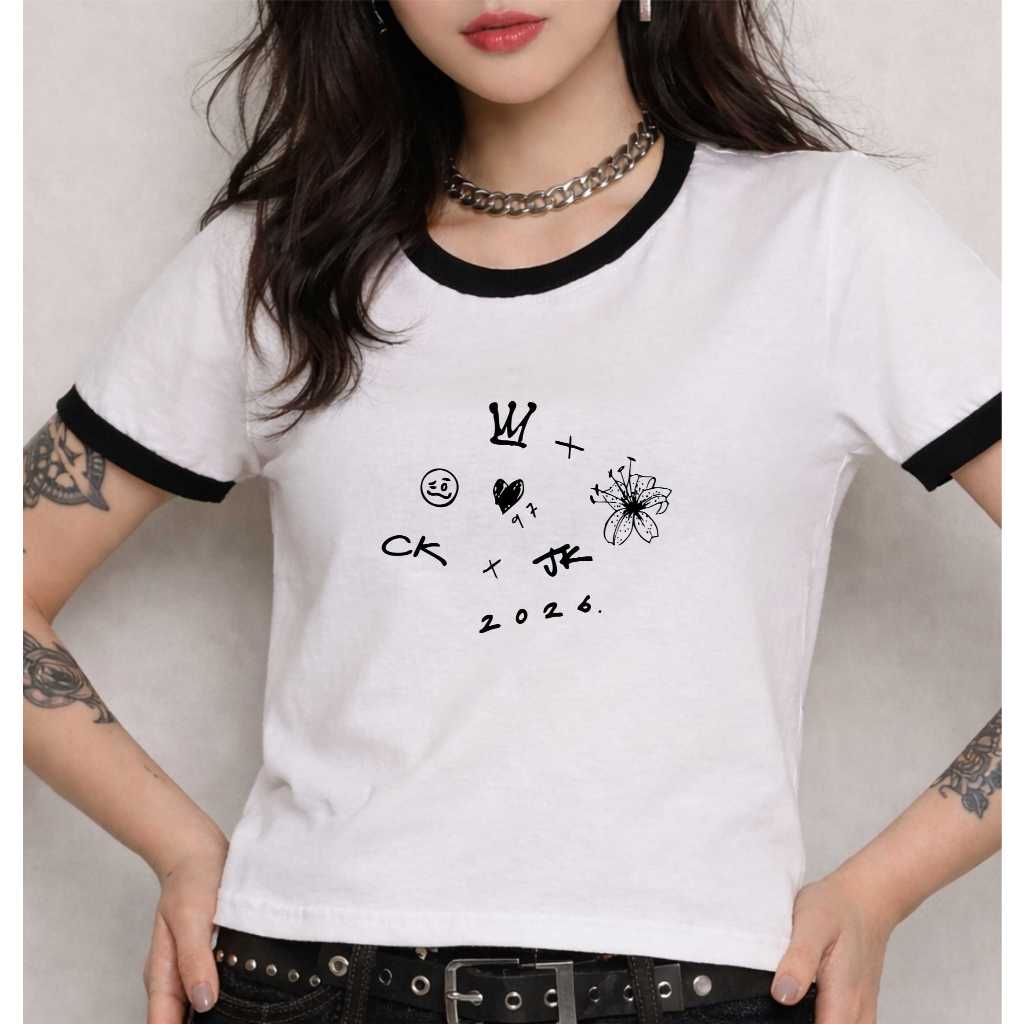 Baby Look Bang tan JK 2026 Tshirt Ringer Tee Bicolor Unissex 100% Algodão