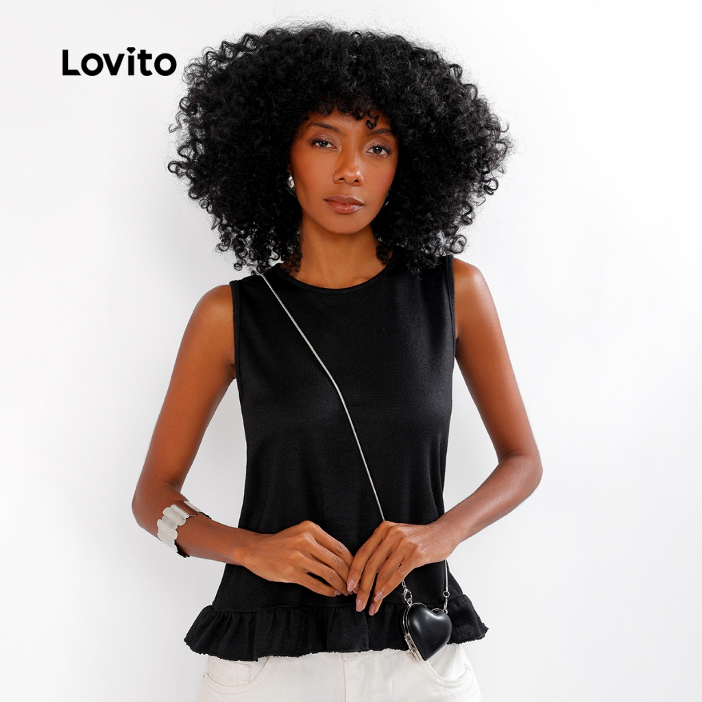 Blusa de Malha tipo Tricot com Babado na Barra