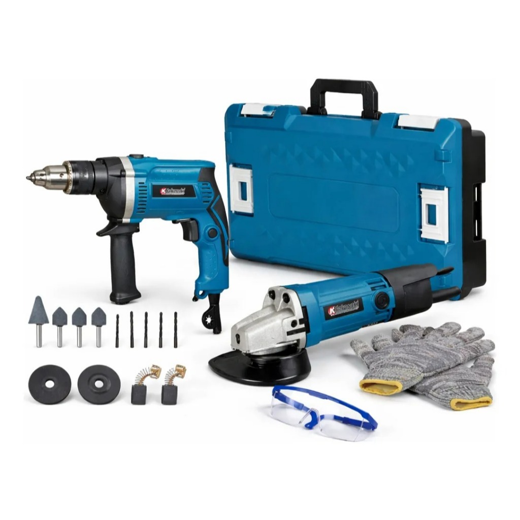 Kit 2em1 Furadeira Impacto 900w + Esmerilhadeira Com Maleta 25 Peças - Liquidação - Envio Imediato