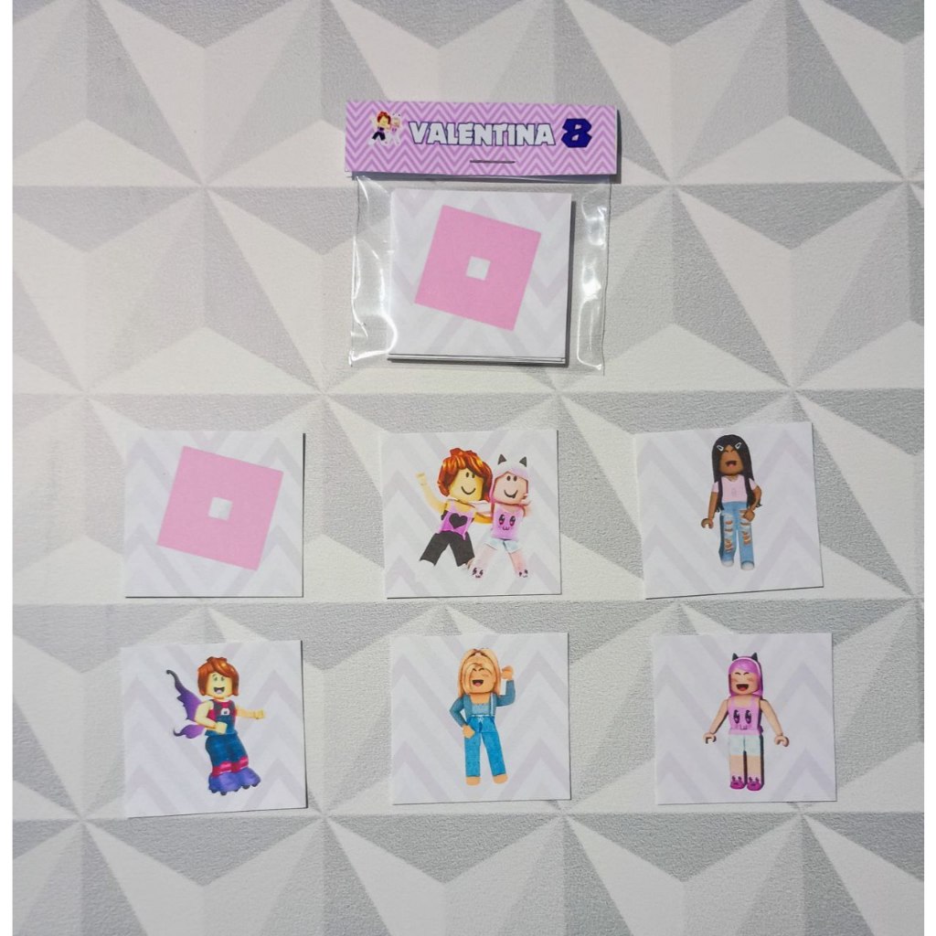 Jogo da Memória Personalizado 6 pares Lembrancinha Festa Aniversário Infantil Personalizados Roblox Menina