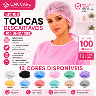 Kit 100 TOUCAS  DESCARTÁVEIS TNT Com Proteção Par Cabelo Salão, Estética & Cozinha