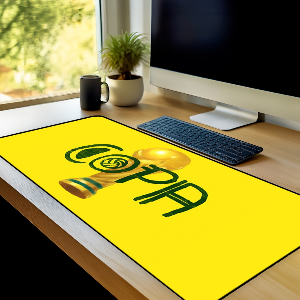 Mouse Pad Grande Gamer Brasil Copa Do Mundo 2026 65x30  Antiderrapante Borda Costurada