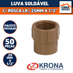 Kit Com 50 Luva Soldavel Com Rosca Lr 25Mm X 1/2" 489 Krona