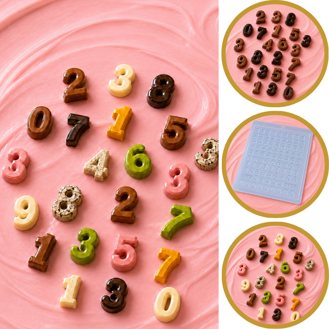 1~10 Forma Simples Mini Números Alfabeto 9705 - (E5) em Acetato BWB Para Bombom e Doces de Chocolate.(CHOCO)