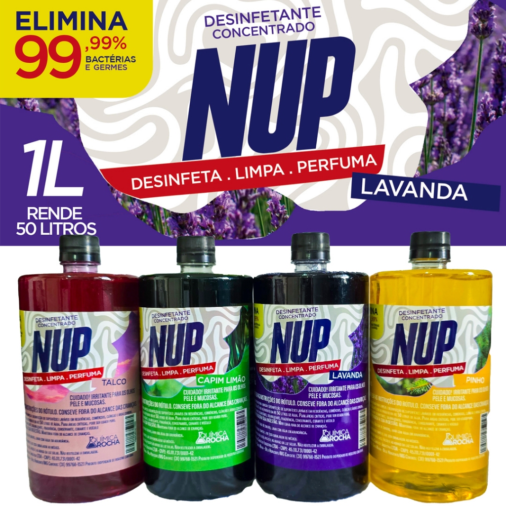 Desinfetante Concentrado 1L Rende Até 50 Litros NUP Econômico Perfuma e Limpa Uso Residencial