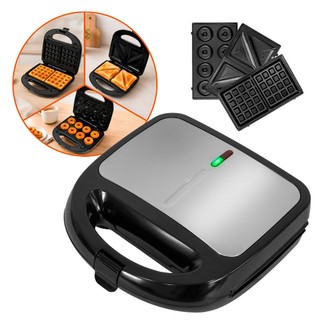 Sanduicheira Elétrica 3 Em 1 Antiaderente Para Sanduíche Grill Waffle E Donuts 850W 110V 220V