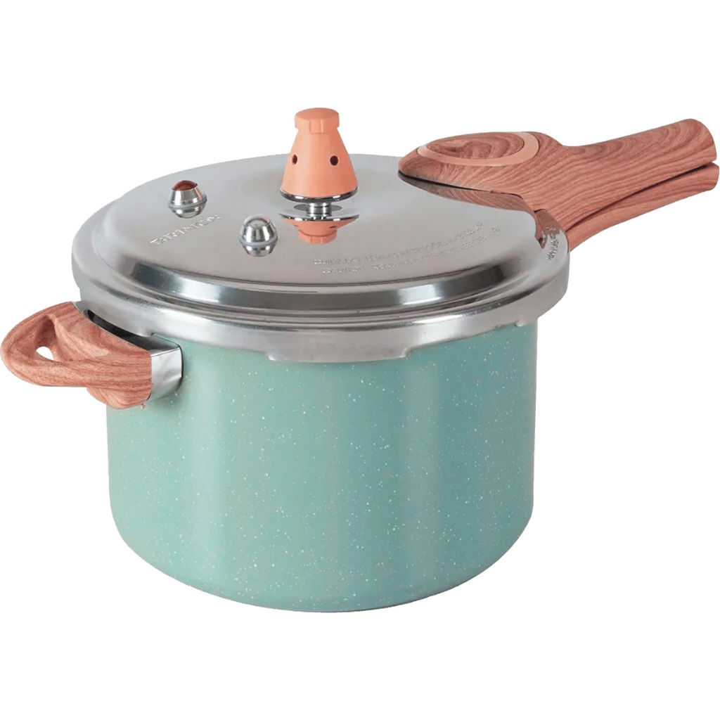 Panela De Pressão Brinox 4,2 Litros Indução Ceramic Life Verde Revestimento Cerâmico Fundo Triplo