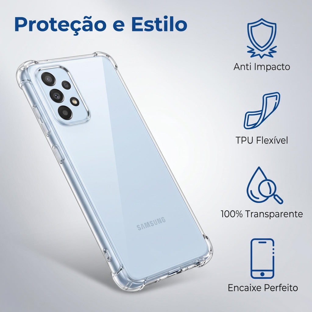 Capa Capinha Transparente de TPU Anti-Impacto p/Samsung A03 A03S A03 CORE A13 4G A13 5G A23 A33 A53 A73