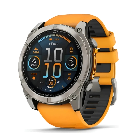 Relógio Garmin Fênix 8 Amoled Sapphire Pulseira Orange 51mm
