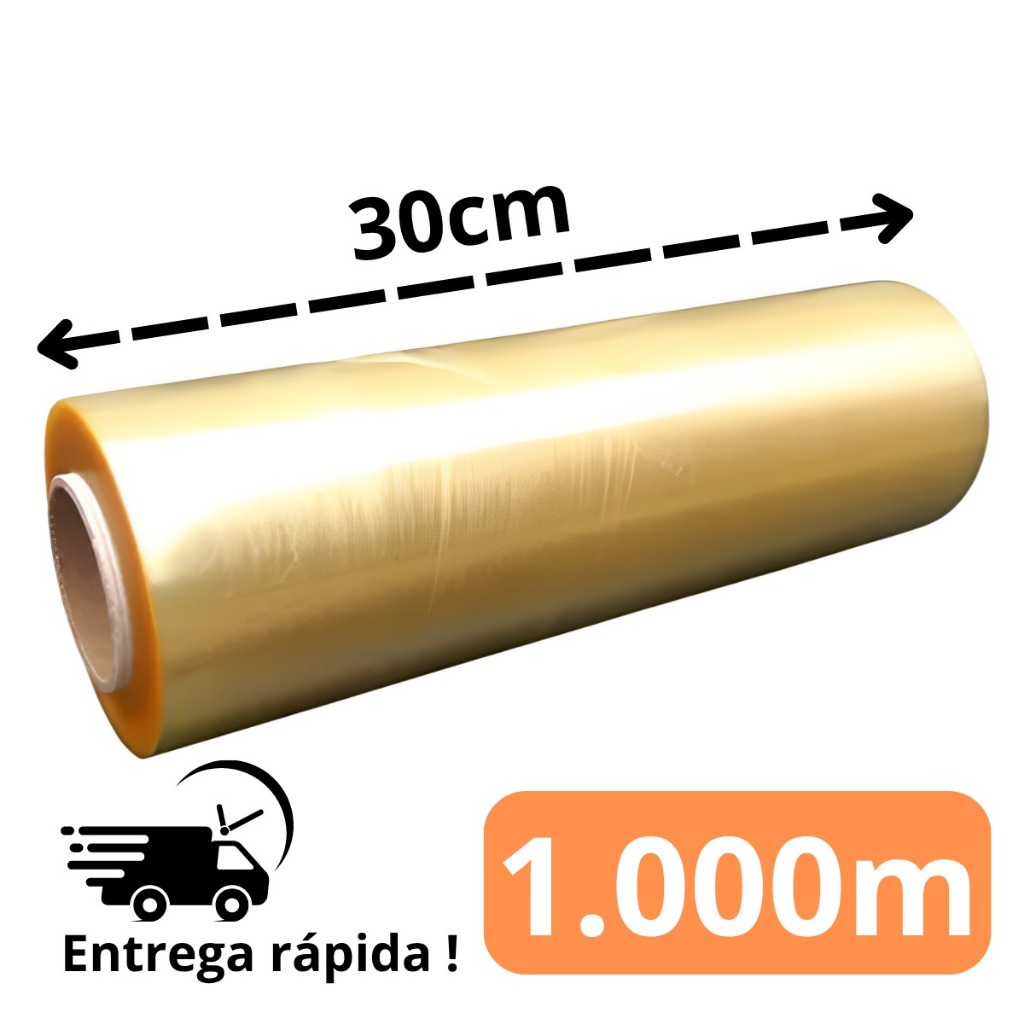 Rolo Bobina Plastico Filme Pvc Esticavel Resistente 30cm X 1000m