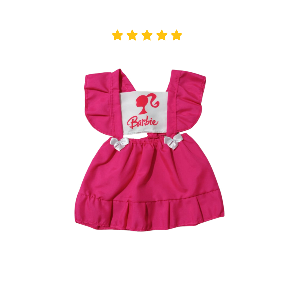 Vestido Infantil Bebê Menina Rosa Barbie Com Babado Confortável Delicado — imagem 2 de 2