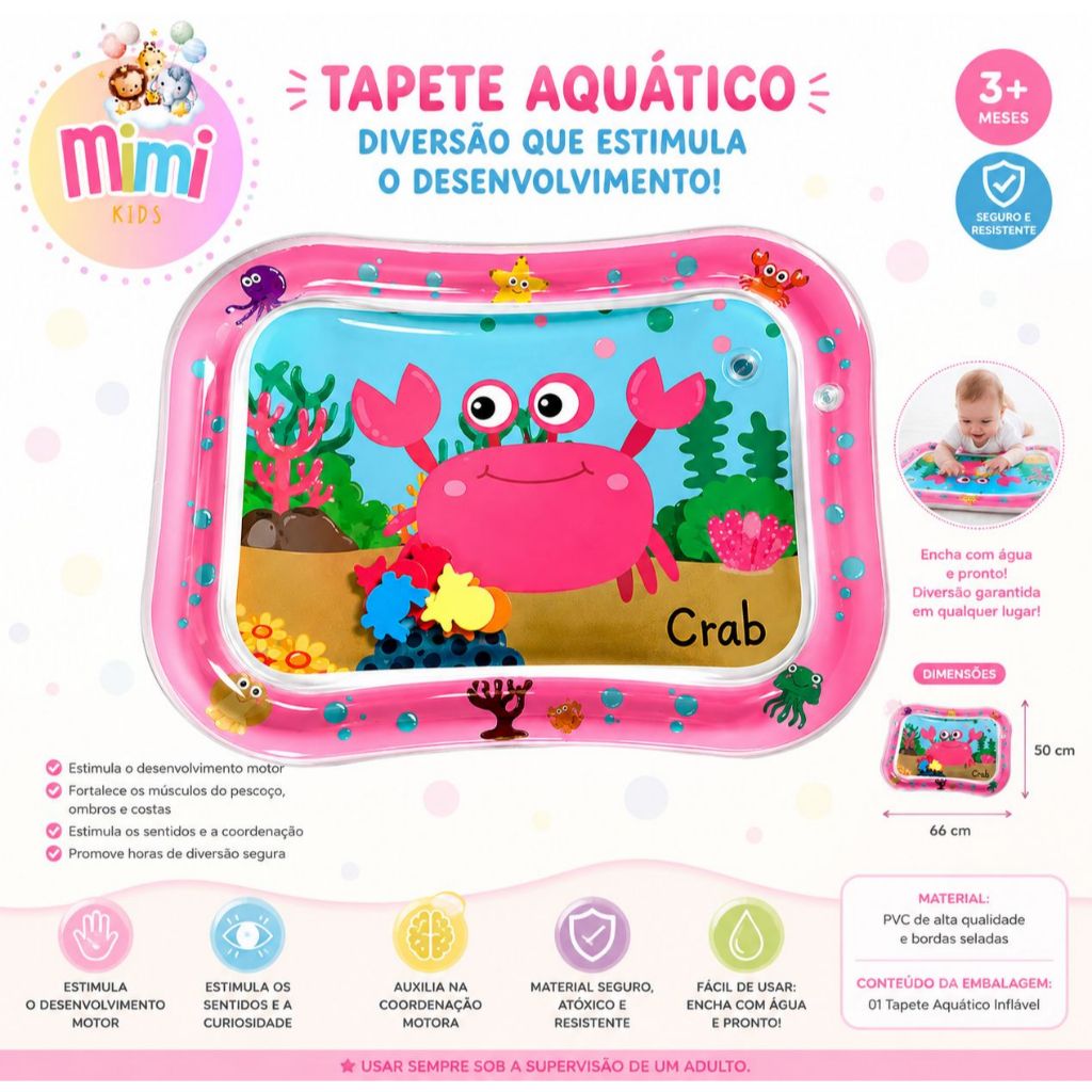 Tapete Infantil Bebê Inflável Água Atividades Sensorial Almofada Menino e Menina — imagem 2 de 2