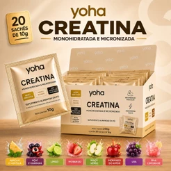 Creatina Yoha 20 Saches Monohidratada Micronizada Gourmet Camila Loures Alta Pureza Sem Glúten Vários Sabores Pura