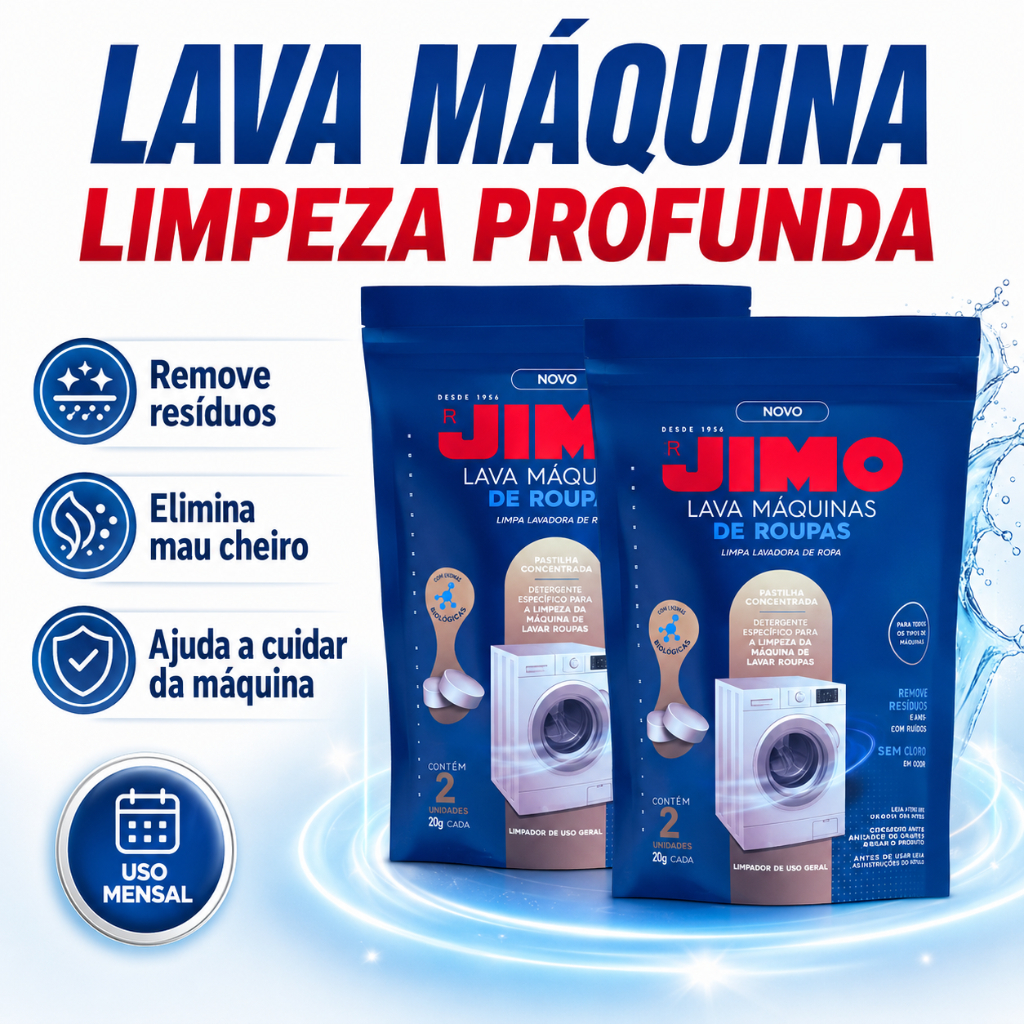 Kit 2 Jimo Lava Máquina Roupas Pastilha Limpeza Tambor Remove Odor Sem Cloro