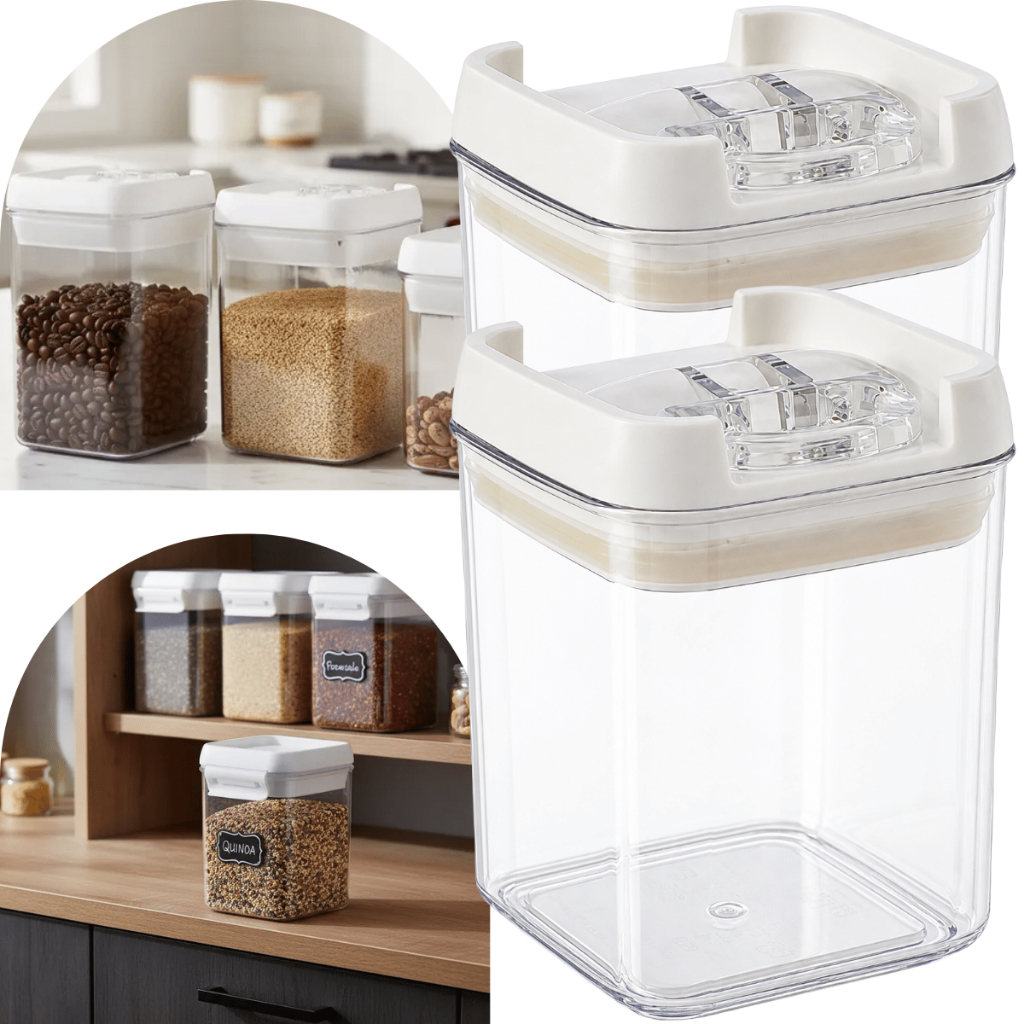 2 Pote Porta Mantimento Hermético C/ Trava Transparente 300ml Grão Bolacha Cereal Tempero Organizar